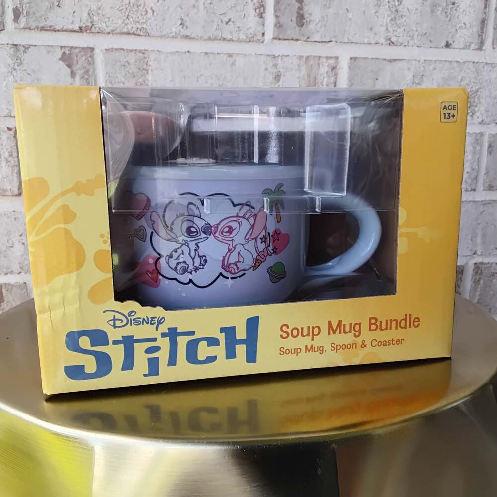 Disney Stitch Soup Mug Bundle with Spoon and Coaster